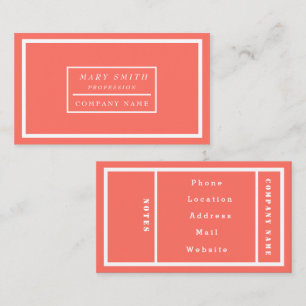 Simple Modern Living Coral Business Card