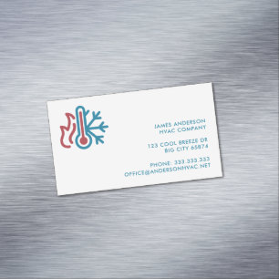 Simple Modern Logo AC Heat Professional HVAC Magnetic Business Card