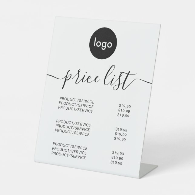 Simple Modern Logo Business Price List Pedestal Sign (Front)