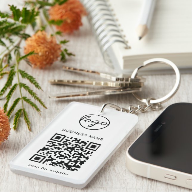 Simple Modern Logo QR Code Business Key Ring (Front Right)