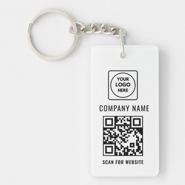 Simple Modern Logo QR Code Business Keychains (Front)