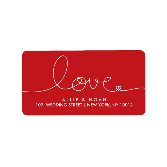 Simple Modern Loopy Love Heart Address Labels (Front)