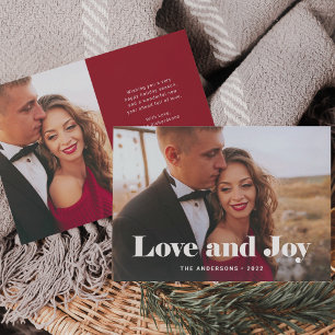 Simple Modern Love and Joy with Photo Holiday Card