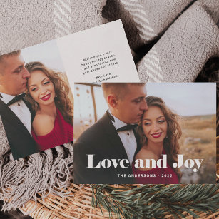 Simple Modern   Love and Joy with Photo Holiday Card