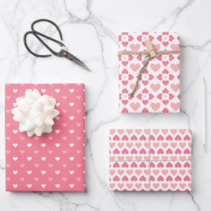 Simple Modern Love Heart Pink Peach White Wrapping Paper Sheet