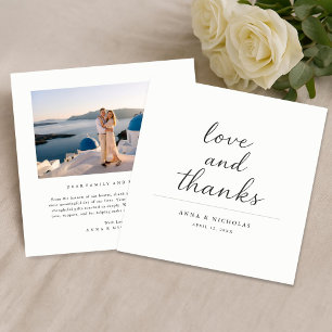 Simple Modern Love & Thanks Photo Wedding Square Thank You Card