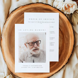 Simple Modern Loving Memory Photo Funeral Programme
