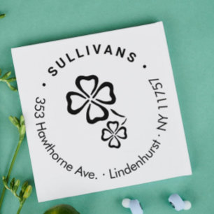 Simple Modern Lucky Clovers Family Return Address Self-inking Stamp
