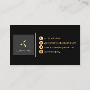 Simple Modern Luxury Black & Gold Your Logo Business Card