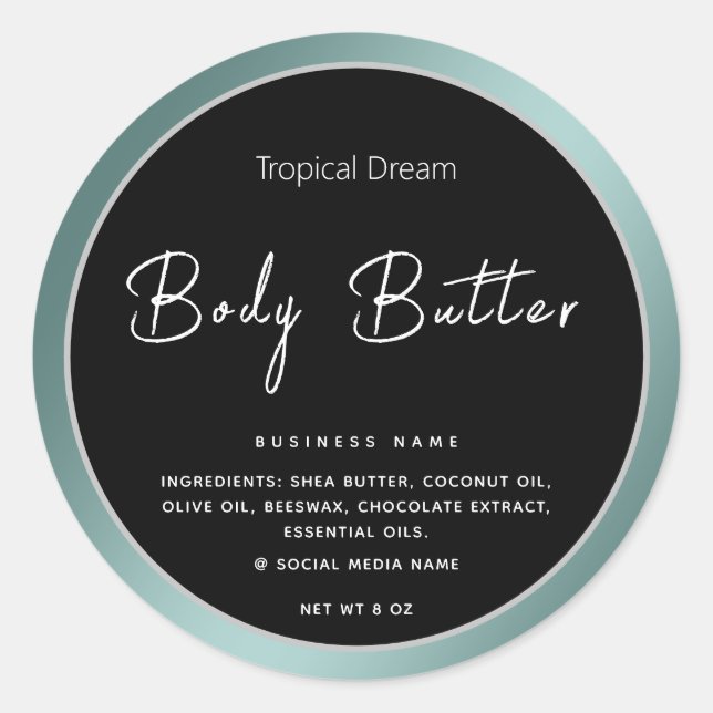 Simple modern luxury typography black  classic round sticker (Front)