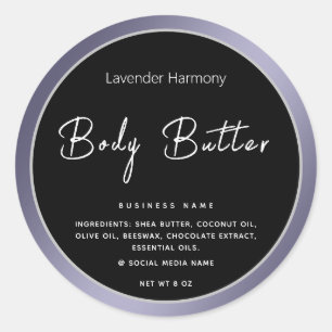 Simple modern luxury typography black lavender classic round sticker