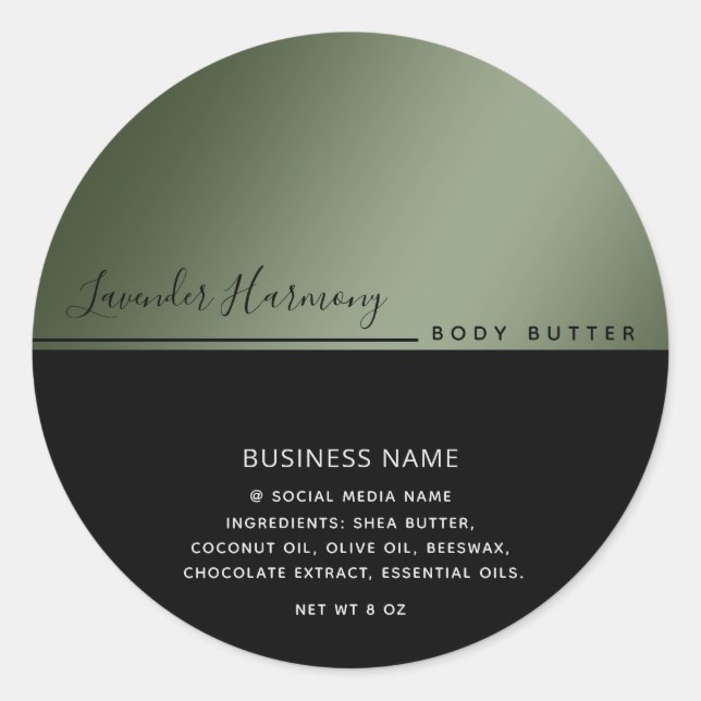 Simple modern luxury typography black product  cla classic round sticker (Front)