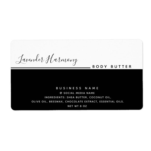 Simple modern luxury typography black product labe (Front)