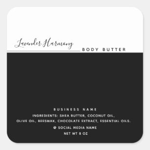 Simple modern luxury typography black product labe square sticker