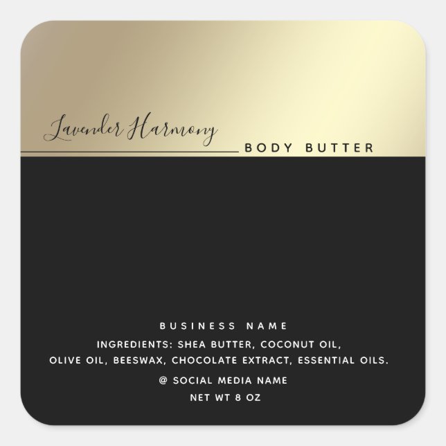 Simple modern luxury typography black product  square sticker (Front)