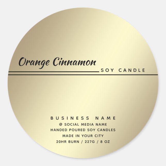 Simple modern luxury typography gold product classic round sticker (Front)