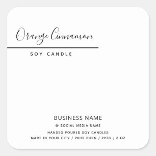 Simple modern luxury typography white candle square sticker