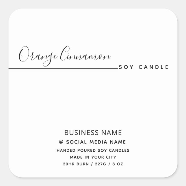 Simple modern luxury typography white product   cl square sticker (Front)