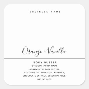 Simple modern luxury typography white product  squ square sticker