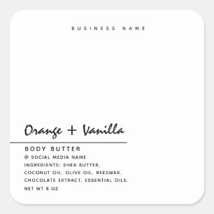 Simple modern luxury typography white product  square sticker