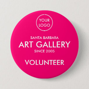 Simple Modern Magenta Add Logo Auction Volunteer 7.5 Cm Round Badge