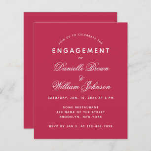 Simple Modern Magenta Budget Engagement Invitation
