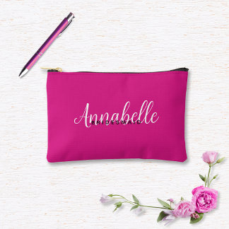 Simple Modern Magenta Pink Wedding Custom Accessory Pouch