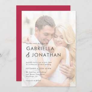 Simple Modern Magenta Red Wedding  Invitation