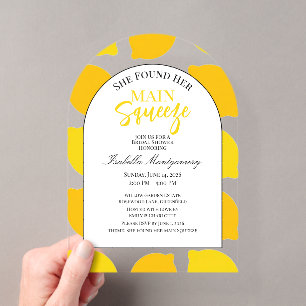 Simple Modern Main Squeeze Bridal Shower Acrylic Invitations
