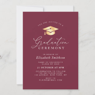 simple modern maroon graduation ceremony invitation