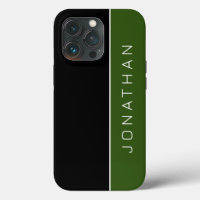 Simple Modern Masculine Black and Green with Name