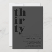 Simple Modern Matte Black 30th Birthday