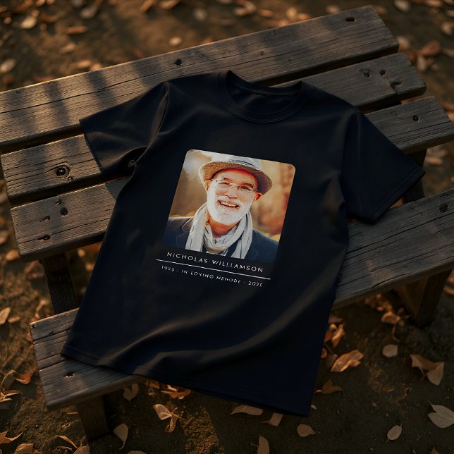 Simple Modern Memorial Remembrance Custom Photo T-Shirt (Creator Uploaded)