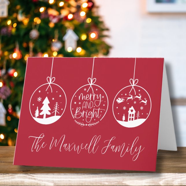 Simple Modern Merry Bright Holiday Card (Simple Modern Script Typography Merry And Bright Holiday Card)
