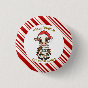 Simple modern merry christmas calf Cow OX pattern 3 Cm Round Badge