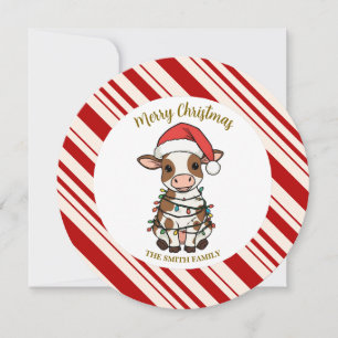 Simple modern merry christmas calf Cow OX pattern Save The Date