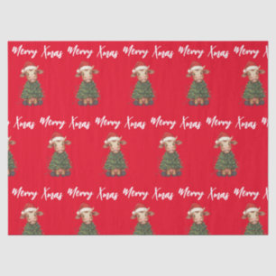 Simple modern merry Christmas calf Cow OX pattern Tissue Paper