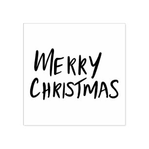 Simple Modern   Merry Christmas Casual Script  Rubber Stamp