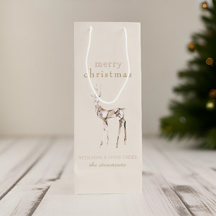 Simple Modern Merry Christmas Crystal Reindeer Wine Gift Bag