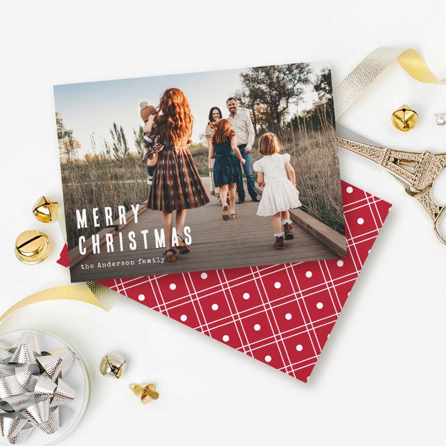 Simple Modern Merry Christmas Family Photo Holiday Card (Creator Uploaded)