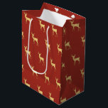 Simple modern merry christmas gold reindeer patter medium gift bag<br><div class="desc">Simple modern merry christmas gold reindeer pattern</div>