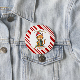 Simple modern merry christmas kitten CatMAS patter 7.5 Cm Round Badge