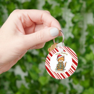 Simple modern merry christmas kitten CatMAS patter Key Ring