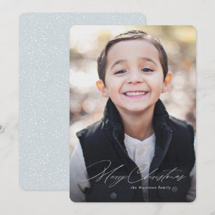 Simple modern Merry Christmas one photo stylish Holiday Card