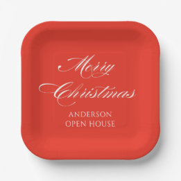 Simple Modern Merry Christmas Paper Plate