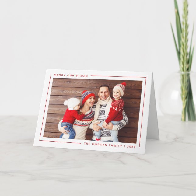 Simple Modern Merry Christmas Photo Card - Custom (Front)