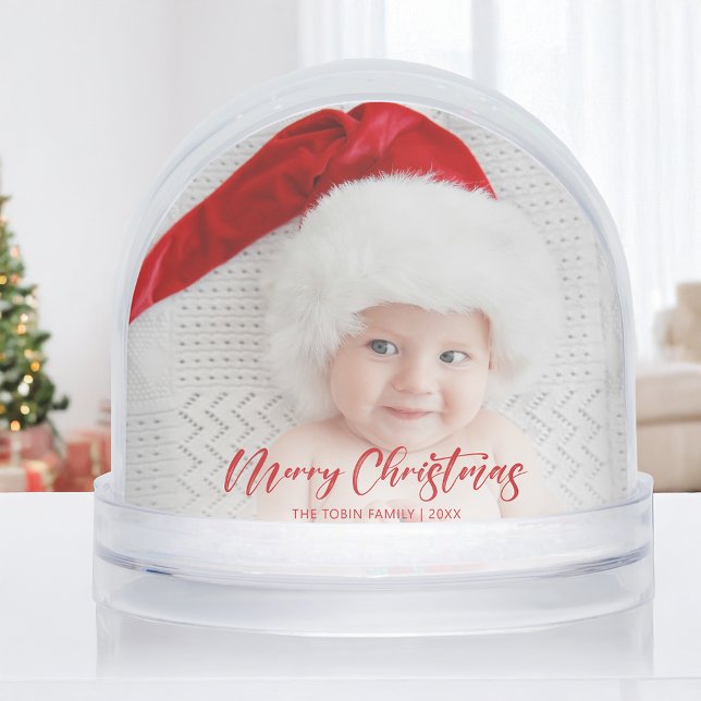 Simple Modern Merry Christmas Photo Snow Globe (Creator Uploaded)