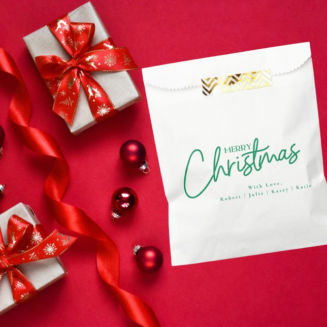 Simple Modern Merry Christmas Script Holiday Favour Bags (Creator Uploaded)