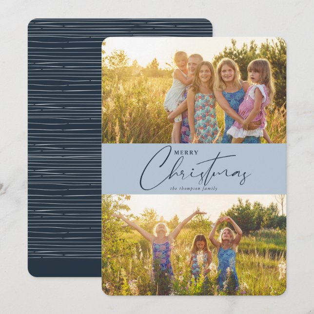 Simple Modern Merry Christmas Script Photo Holiday (Front/Back)