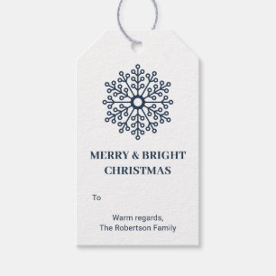 Simple Modern Midnight Blue Snowflake Christmas Gift Tags